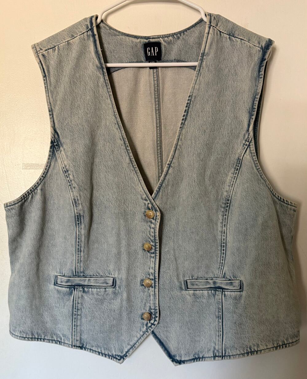 GAP Light Wash 100% Cotton Tailored Denim Vest XXL